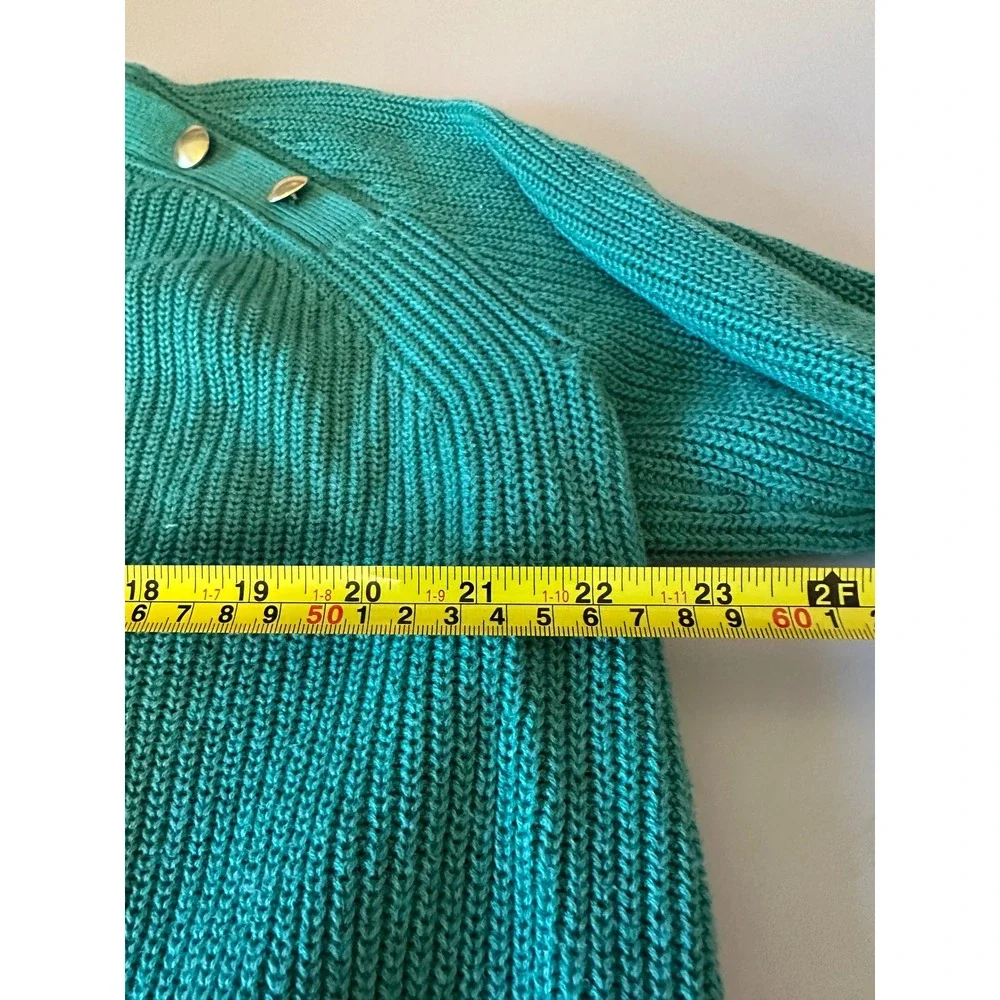 J.Crew Gold Button Raglan Crewneck Sweater in Green | Size XL