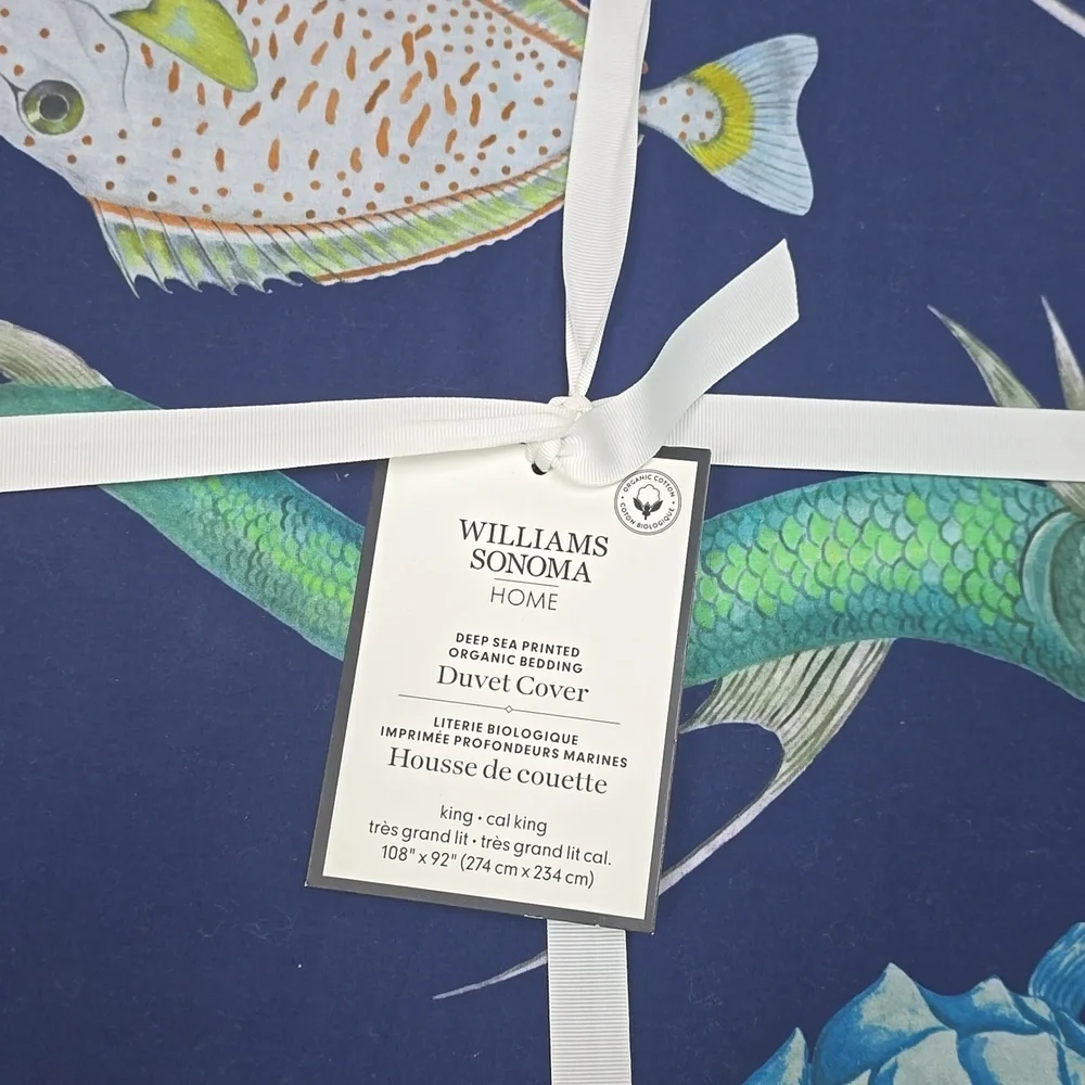 Williams Sonoma Home Deep Sea Printed Organic Bedding Duvet Cover, King/CK