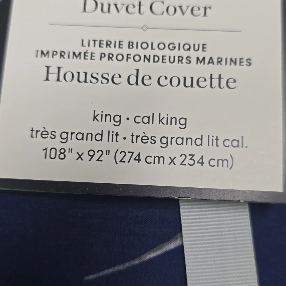 Williams Sonoma Home Deep Sea Printed Organic Bedding Duvet Cover, King/CK