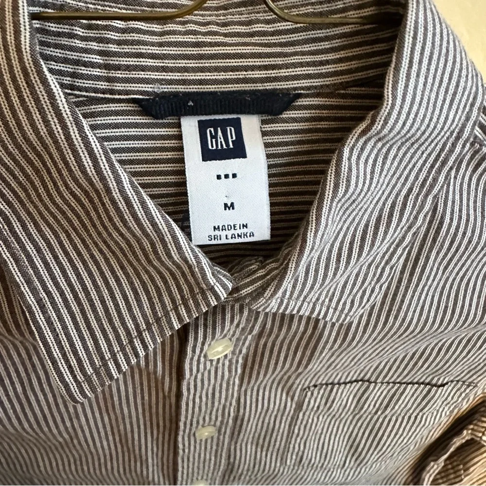 Gap Boy’s Shirt Brown & White Striped Button Down Size M