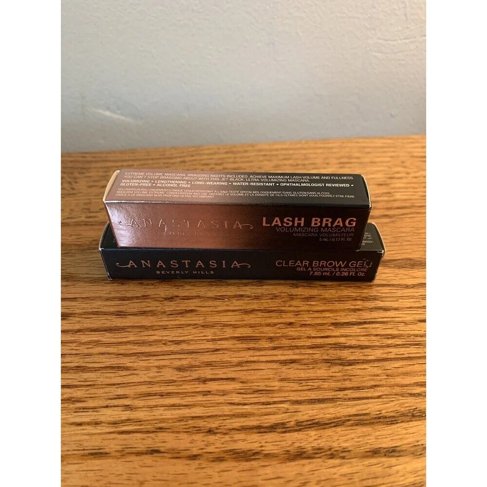 (2) Anastasia Beverly Hills Lash Brag Mascara Black & Brow Clear Gel .17 .26 NIB