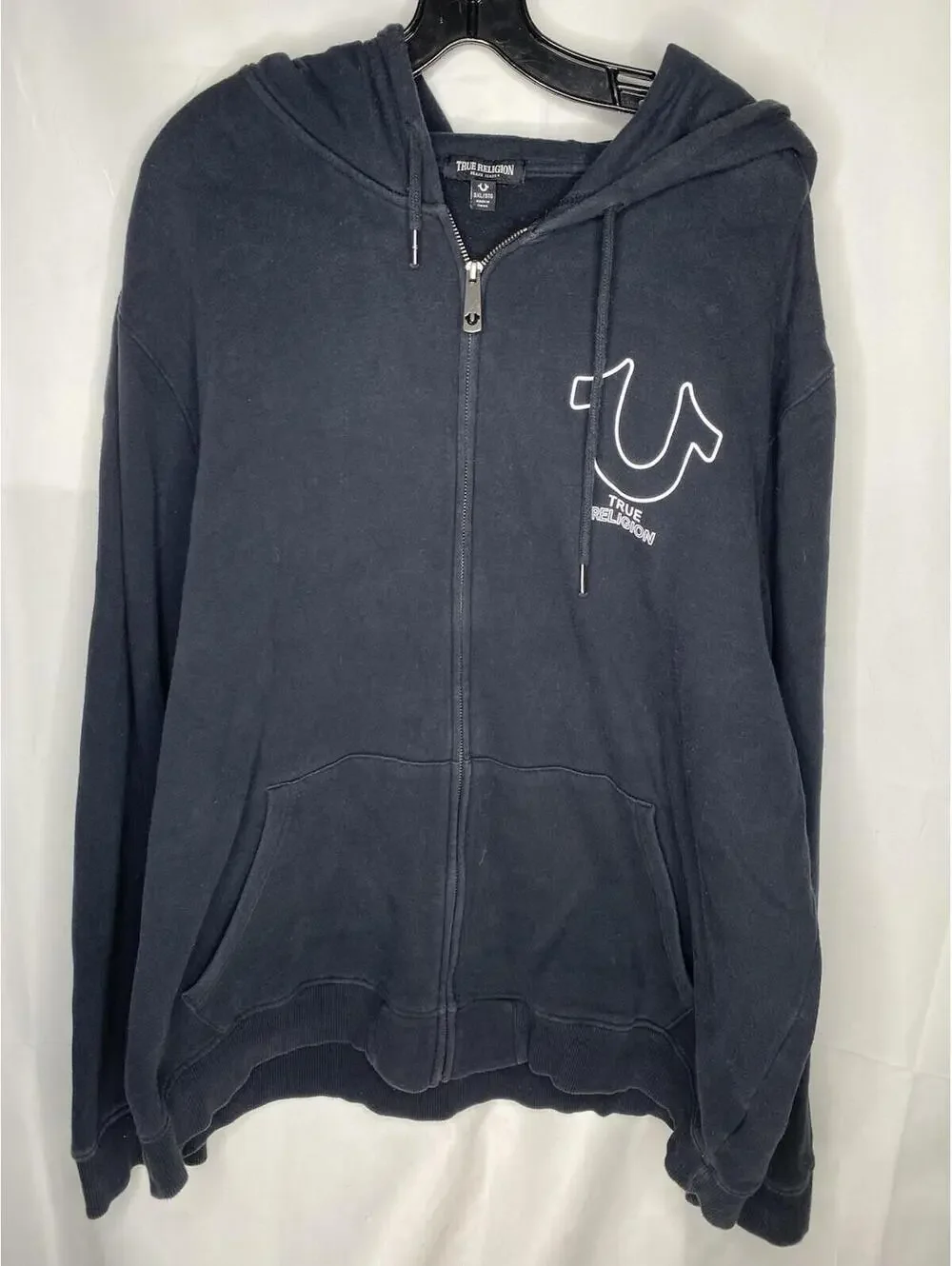 True Religion Black Full Zip Hoodie Adult XXX Large