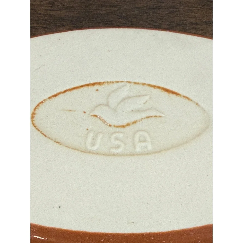 VTG SetTHREE Burden USA Oval Brown Stoneware Au Gratin 8 1/4