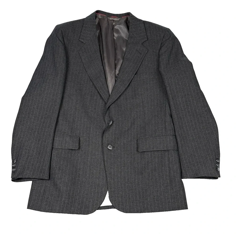 Vintage Levi's Men's 42R Suit Coat Action Business Class Jacket Gray Striped USA