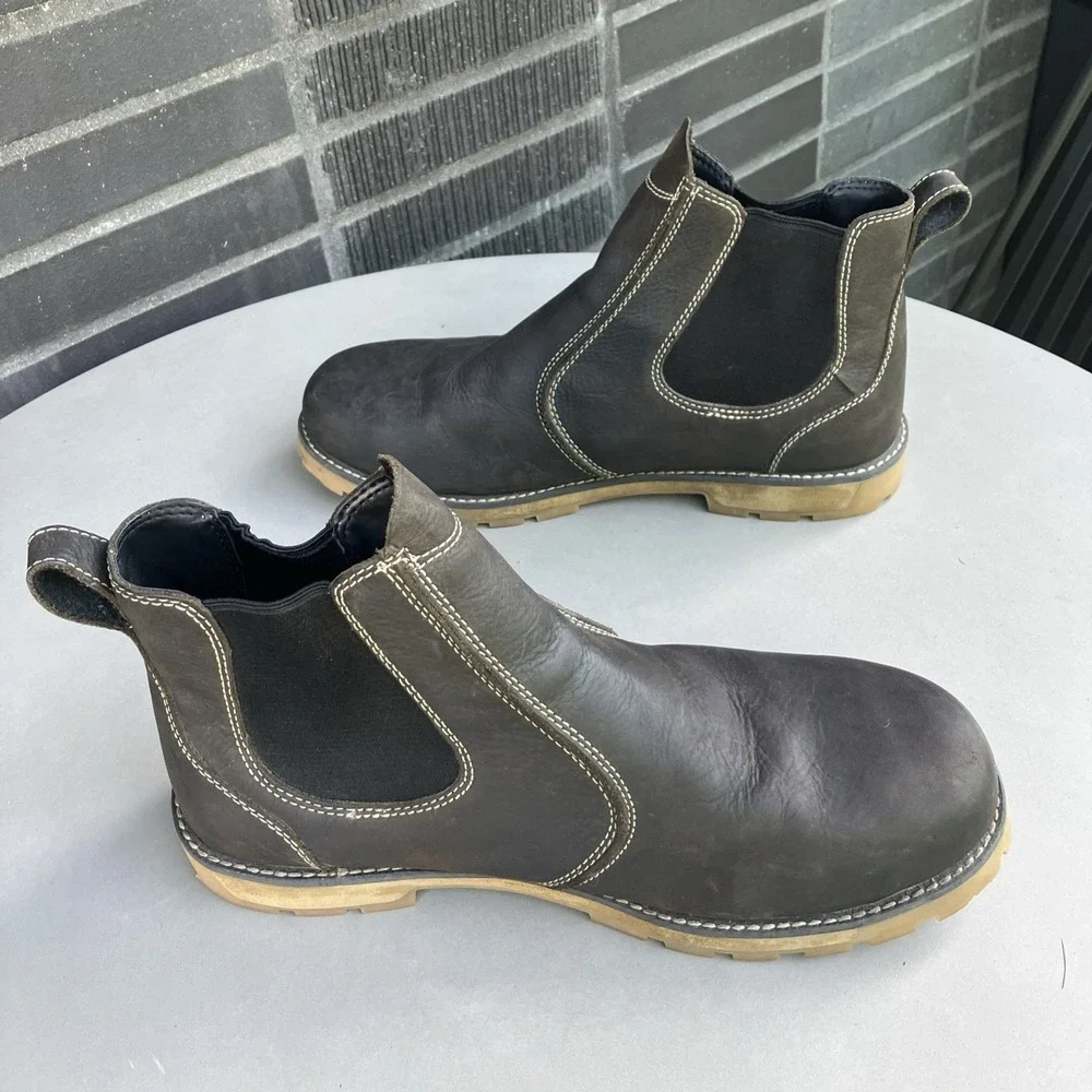 KEEN Utility San Jose Chelsea Work Boots Men 13D Aluminum Toe Leather EH Brown