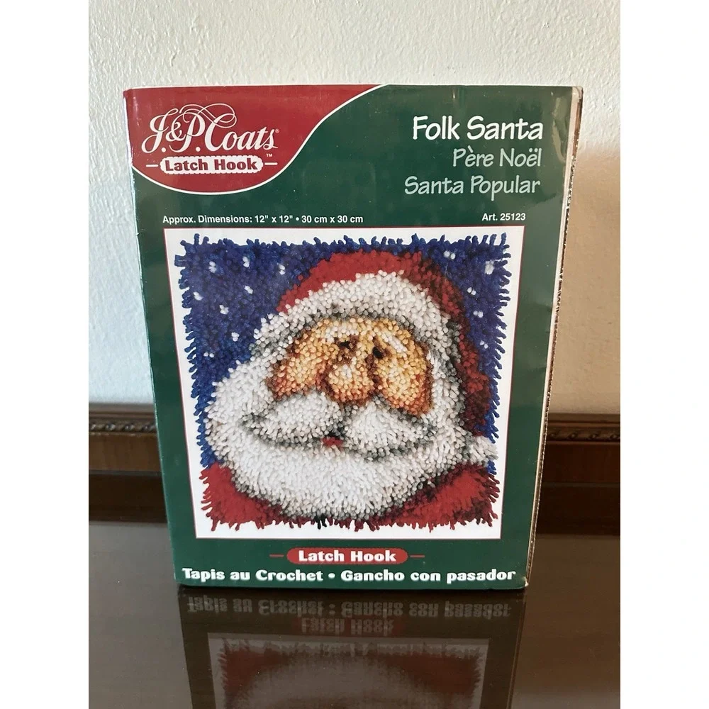 J&P Coats‎ Holiday Folk Santa Latch Hook Rug Kit Boxed 12