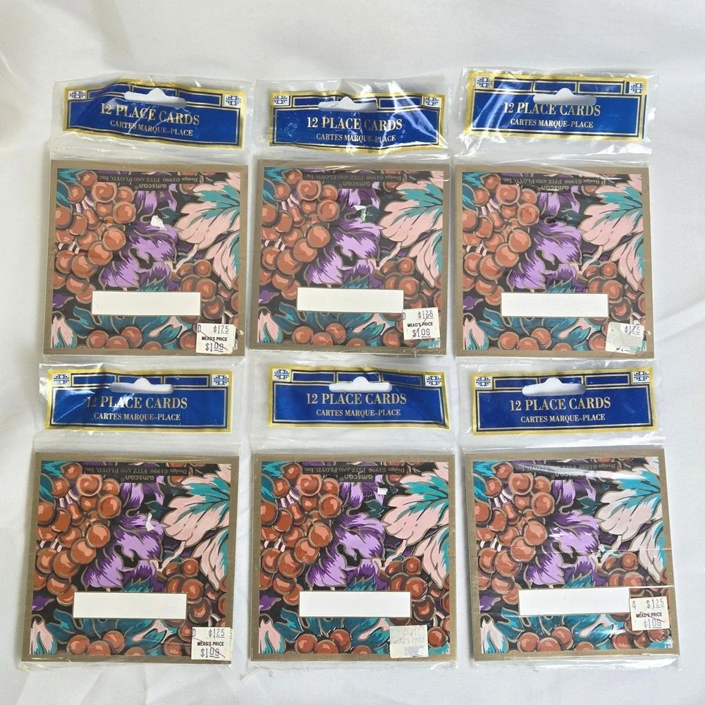 Amscan Fitz And Floyd Inc Grape Tapestry Place Cards, 72, Vtg 1990 43827 New