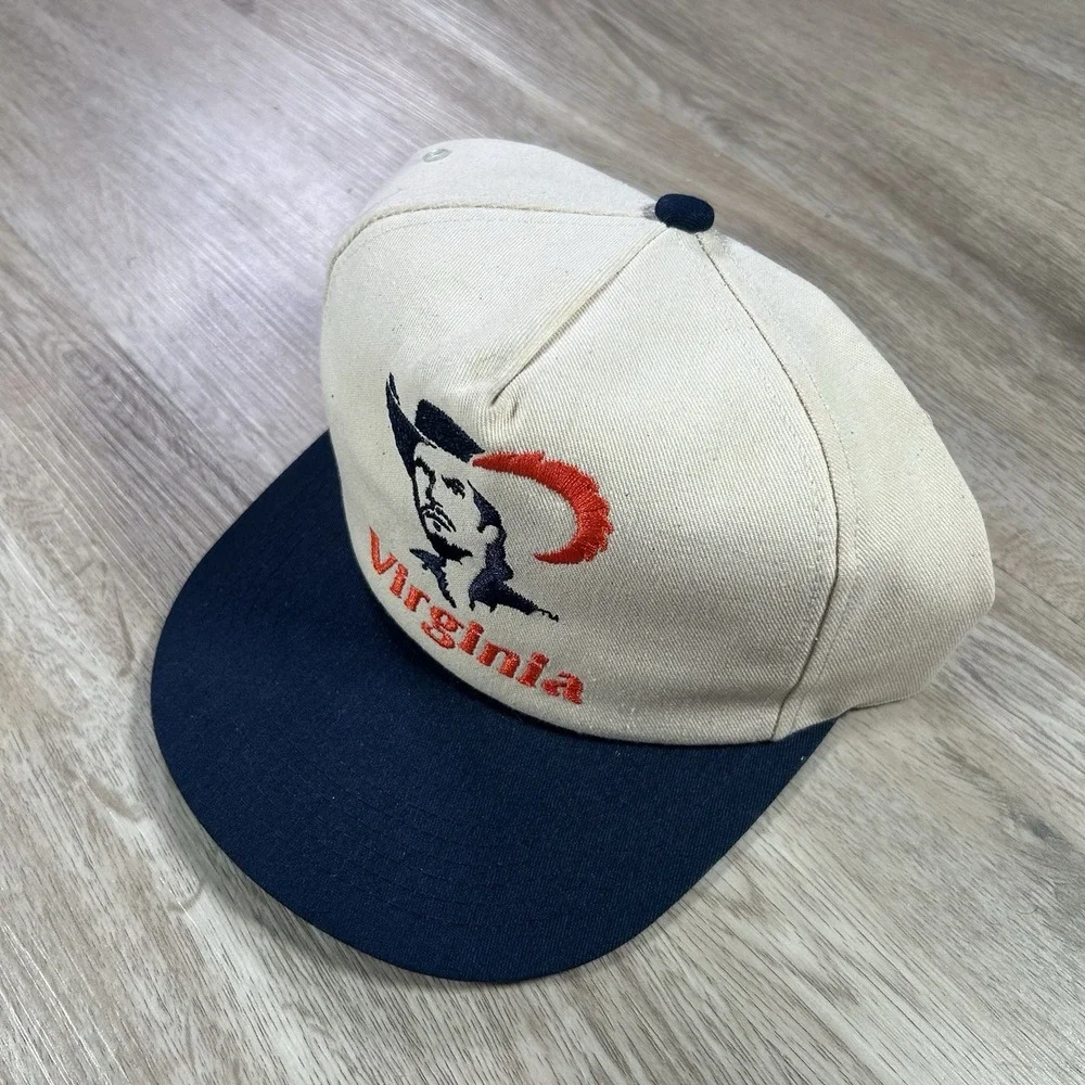 VTG Virginia Cavaliers Snapback Hat College K Product Beige Blue Cap Made in USA
