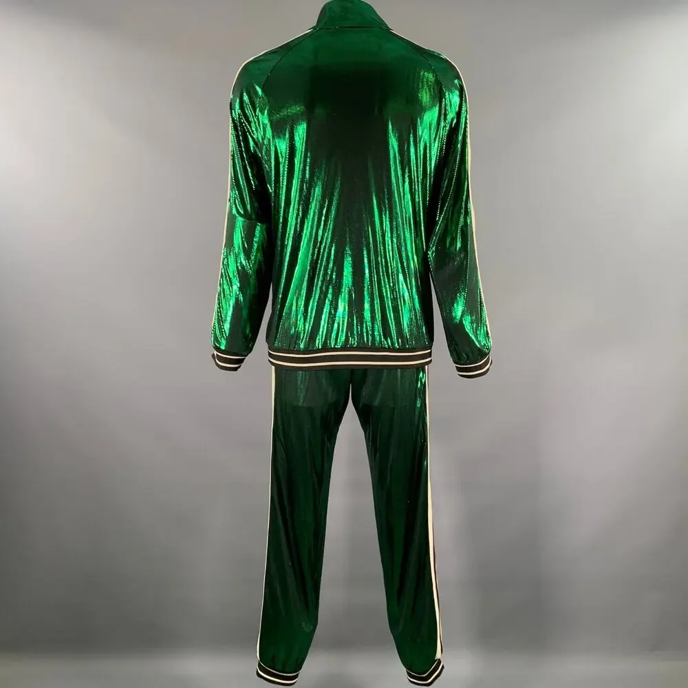 GUCCI Size XXL Green Side Stripe Acetate Blend Cruise Tracksuit