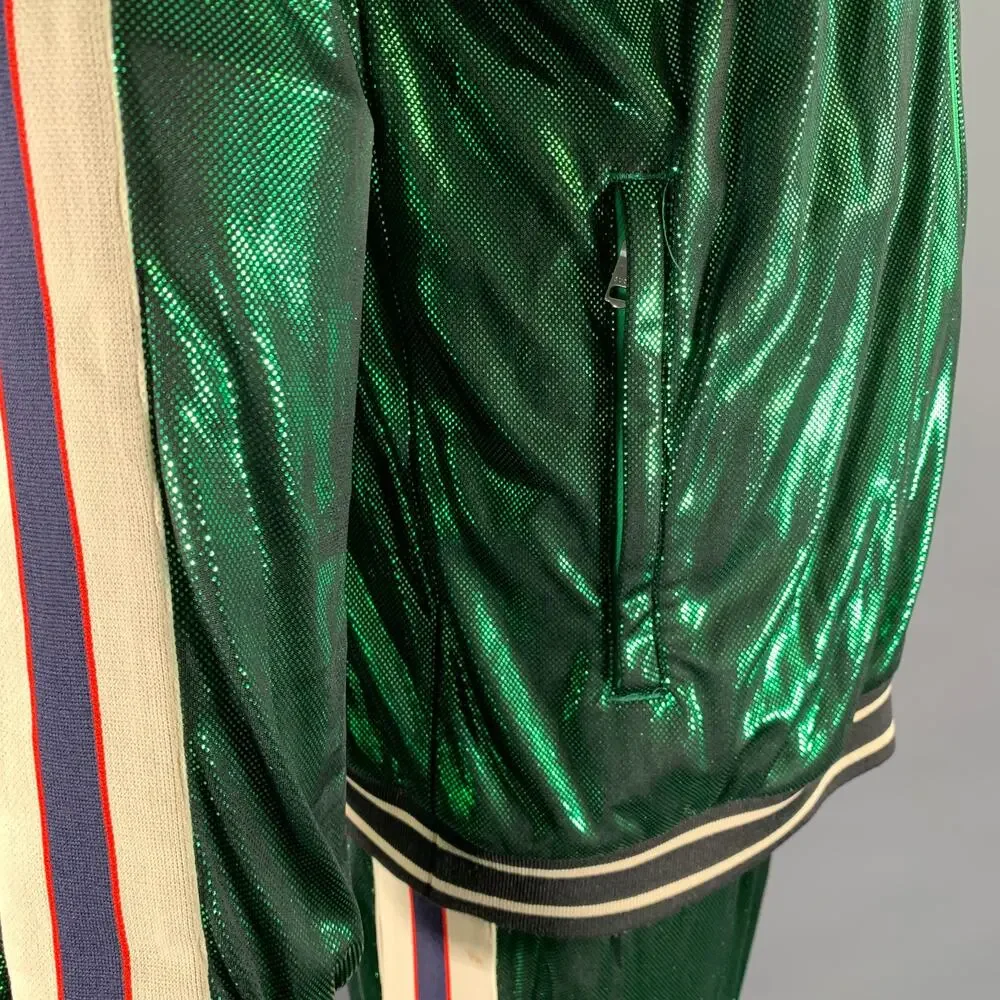 GUCCI Size XXL Green Side Stripe Acetate Blend Cruise Tracksuit