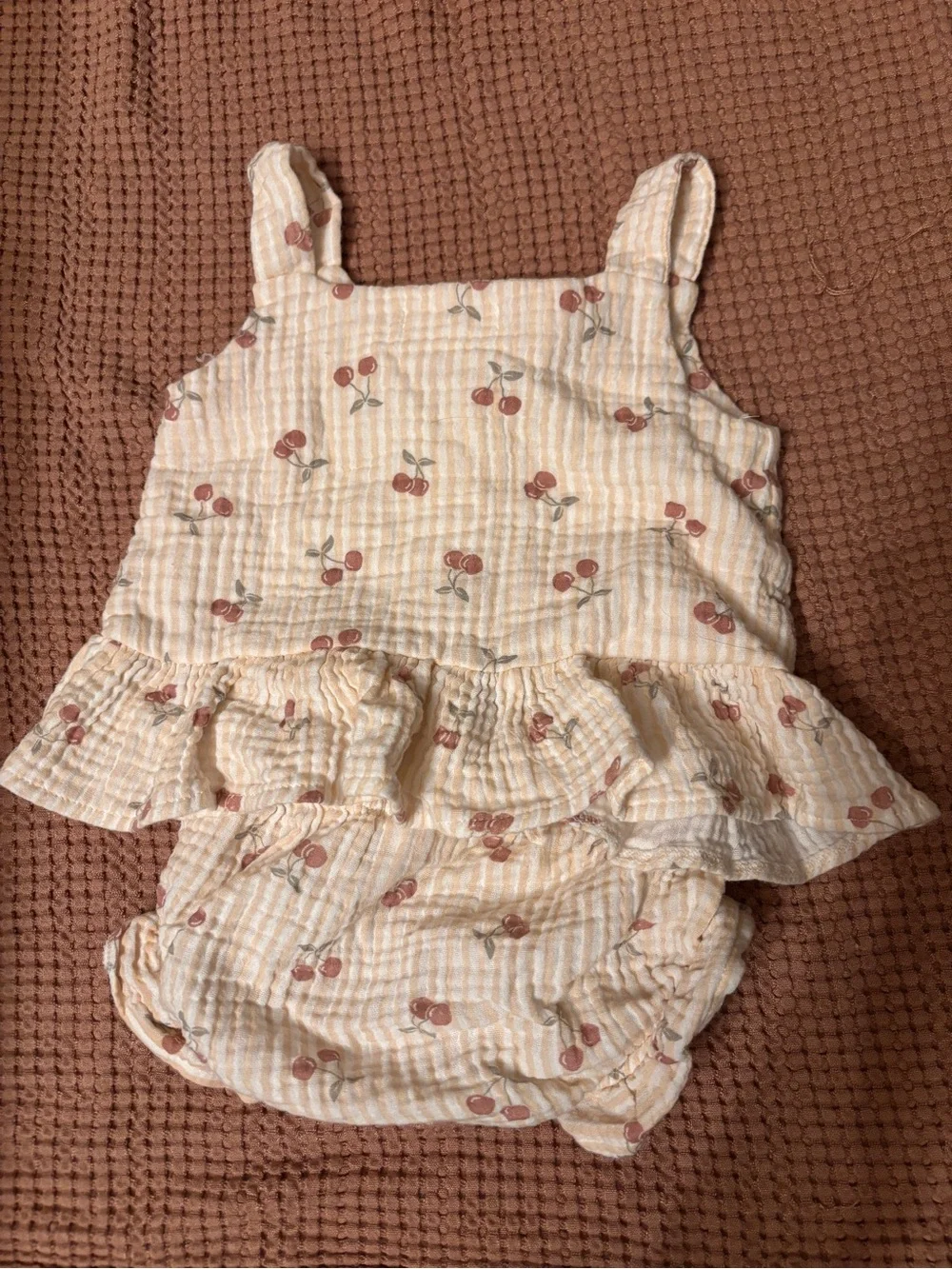 Cherry Print Baby Ruffle matching set