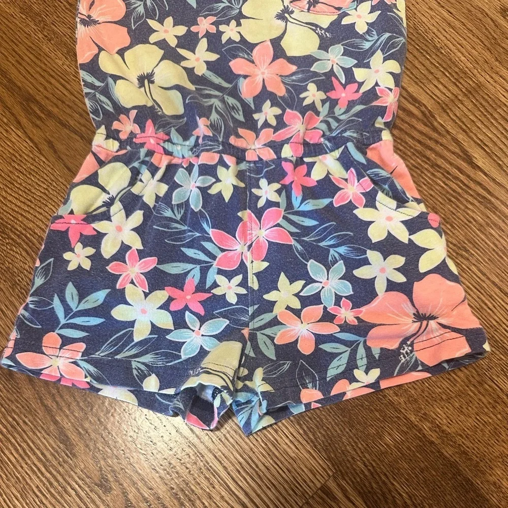 Carter’s Navy Floral Romper Tropical Print Short Sleeve One-Piece Toddler 2T
