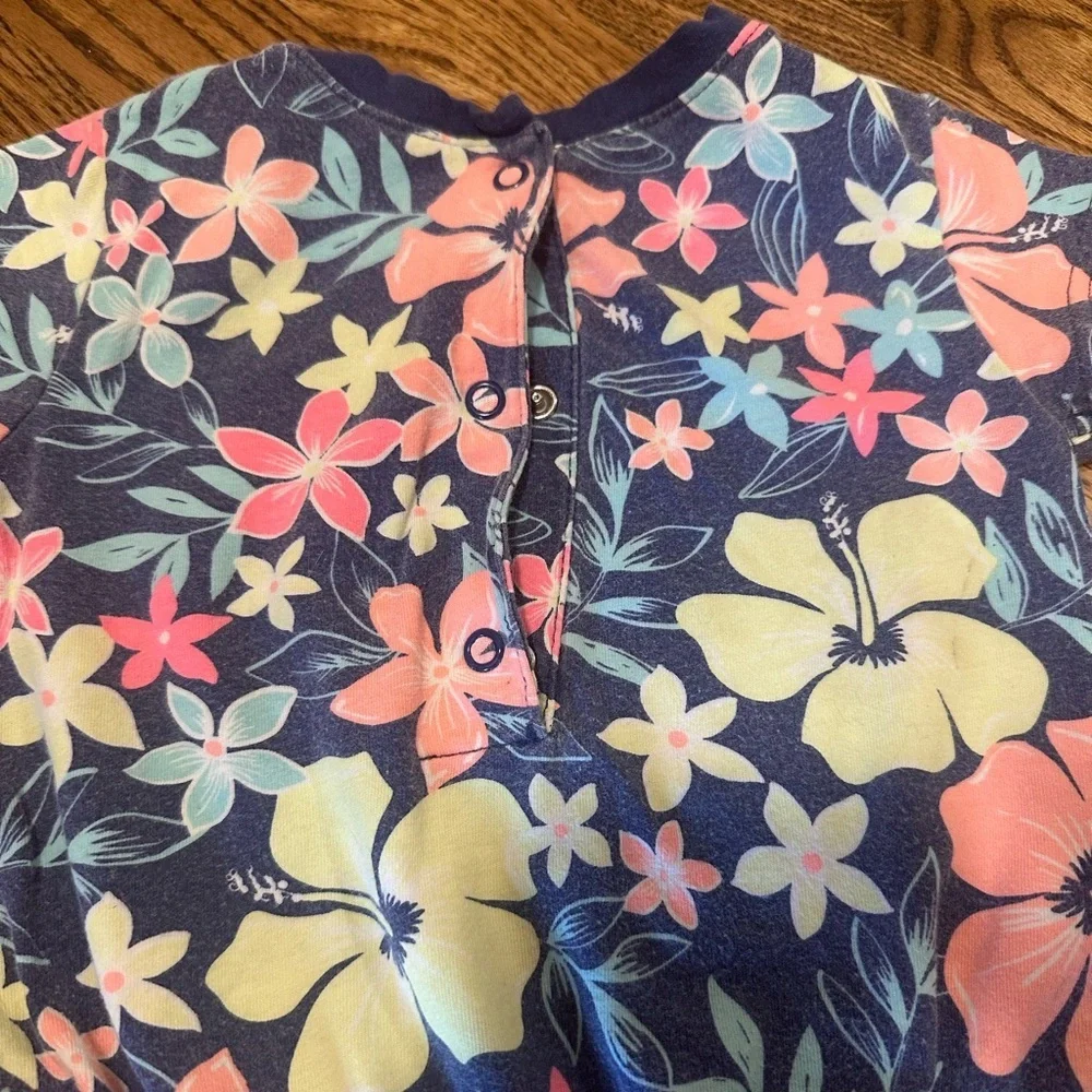 Carter’s Navy Floral Romper Tropical Print Short Sleeve One-Piece Toddler 2T