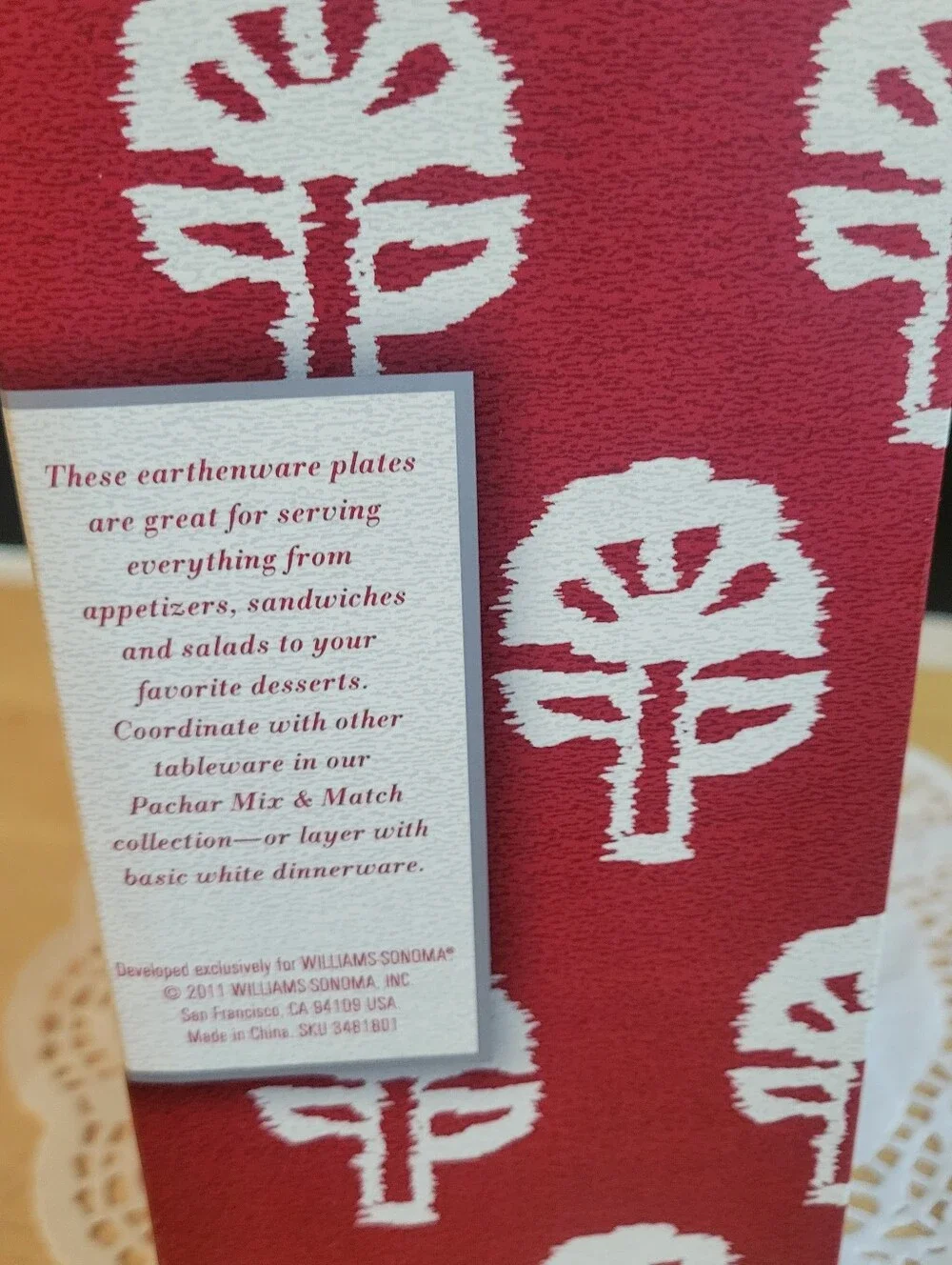 Williams Sonoma Set of 4 Red Pachar Mix and Match 8 1/2