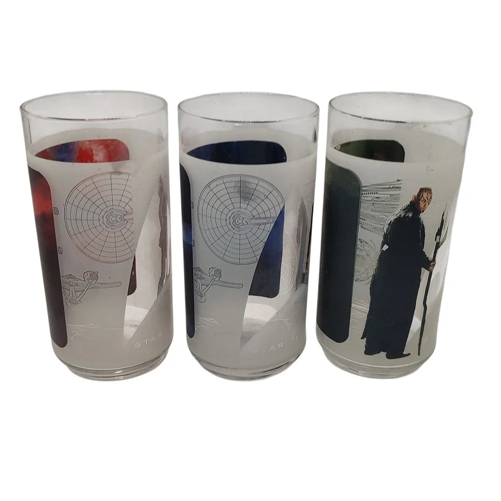 Star Trek Glasses Cups Collectors Set Burger King Exclusive‎ 2009 Three Set SEE
