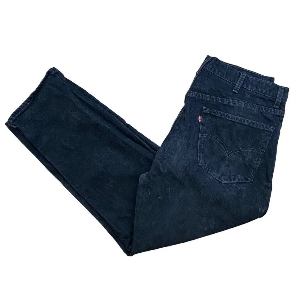 Vintage 90s Levi's 550 Black Denim‎ Jeans Relaxed Fit Made in USA Men's 40x30