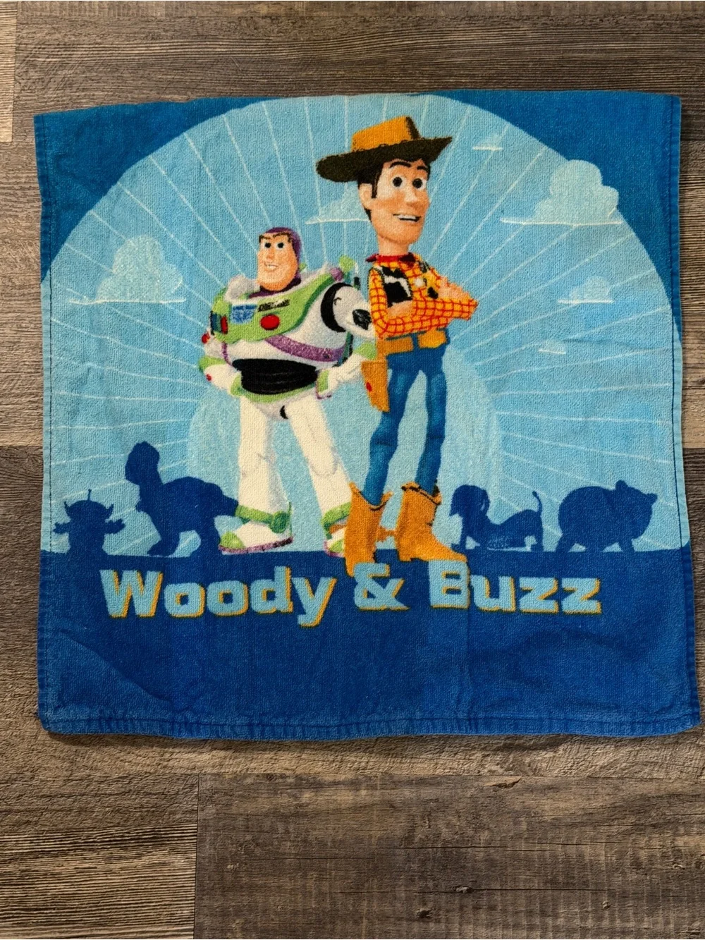 Disney Pixar Toy Story Woody & Buzz Hand Towel Blue Cotton 22x44 Bath Towel