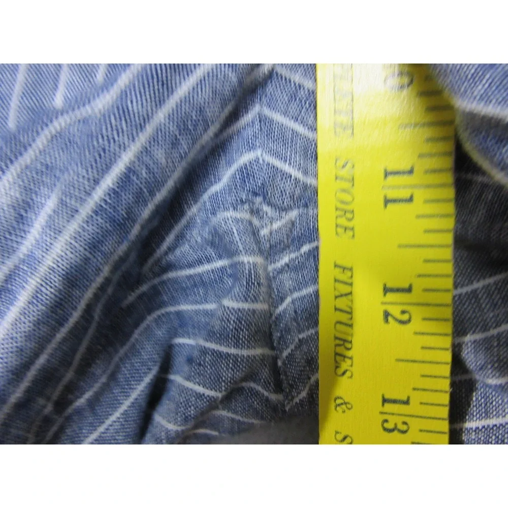 Quince Linen Pants Womens Medium Blue White Stripe Chambray Drawstring Wide Leg