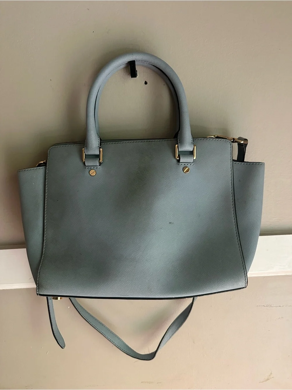 MICHAEL Michael Kors Selma Medium Blue Leather Satchel Bag