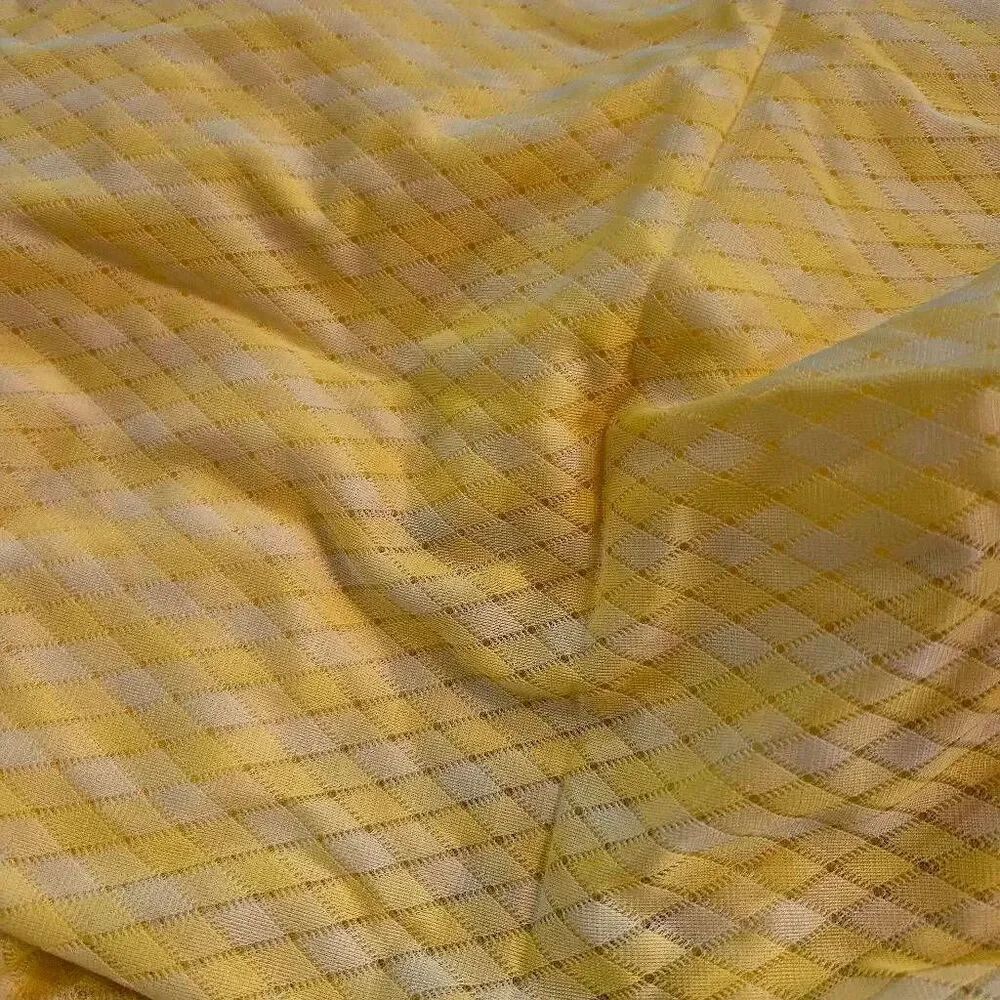 Fabric, Bright Yellow & White Diamond Design Stretch Lace 45