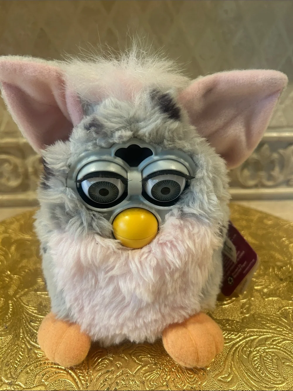 Vintage-Style Plush Interactive Furby Toy - Pink, Gray, White New With Tags
