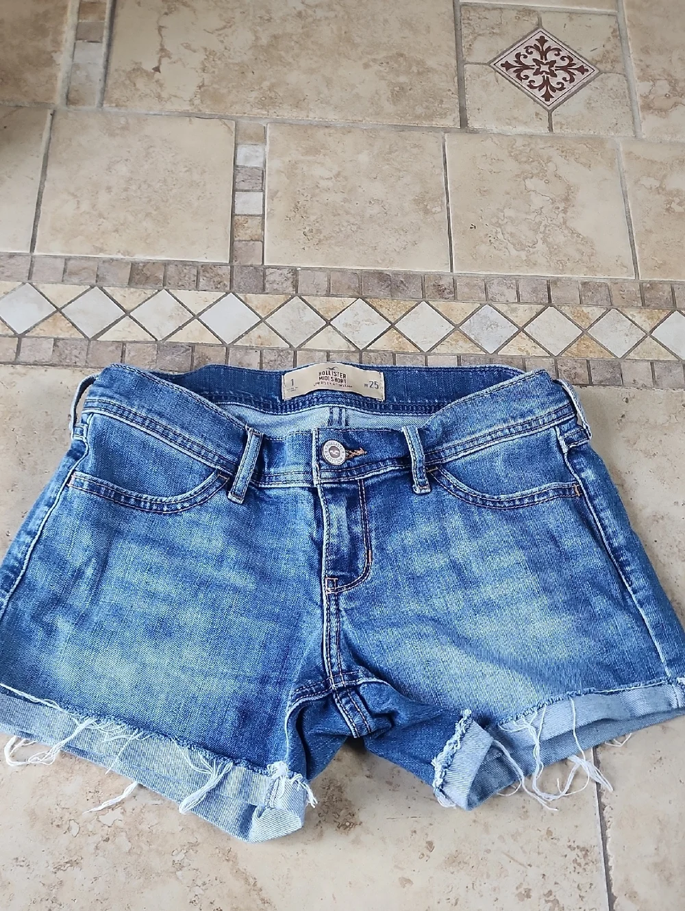 Hollister Low Rise Casual Women's Blue Denim Cutoff Shorts