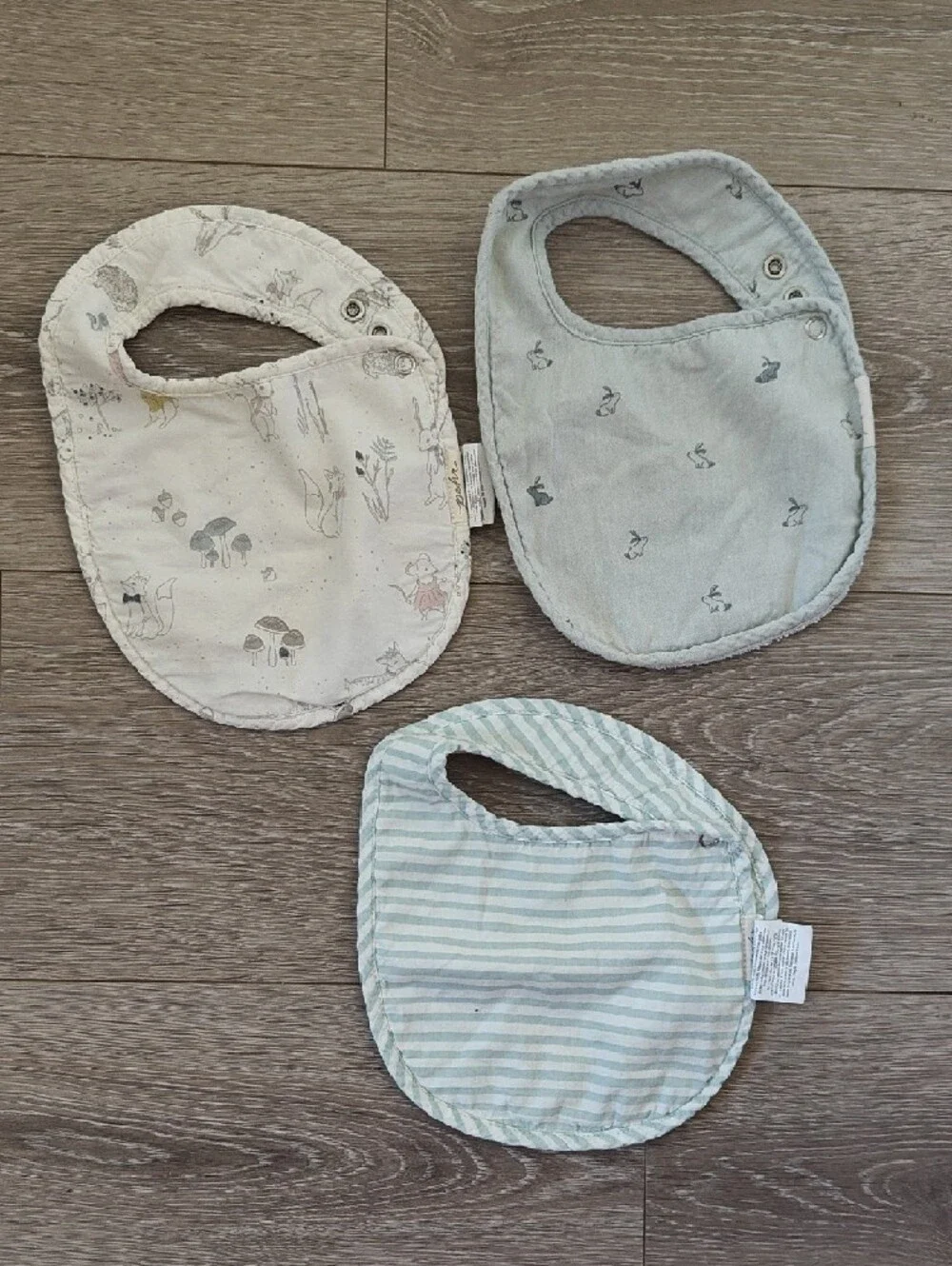 PEHR Soft Pastel Baby Bib Set 3 - Green and Cream