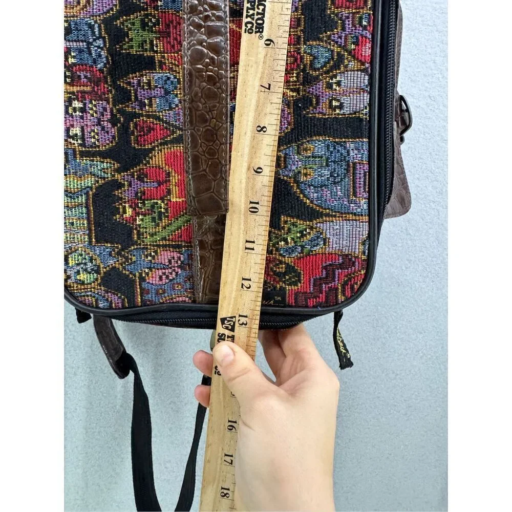 Laurel Burch Womens Multicolor Cat Faces Travel Cosmetic Makeup Train Case