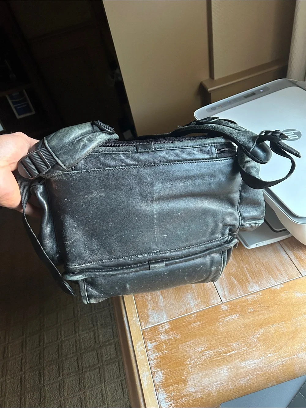 Tumi Black Leather Multi-Compartment Backpack