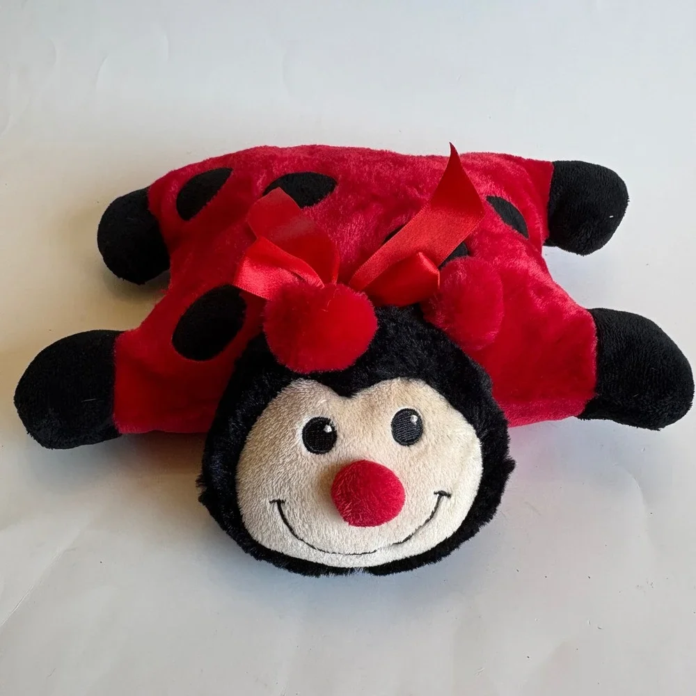 Pillow Pets Ladybug Plush Stuffed Animal Red Black Spotted Folding Pillow 13
