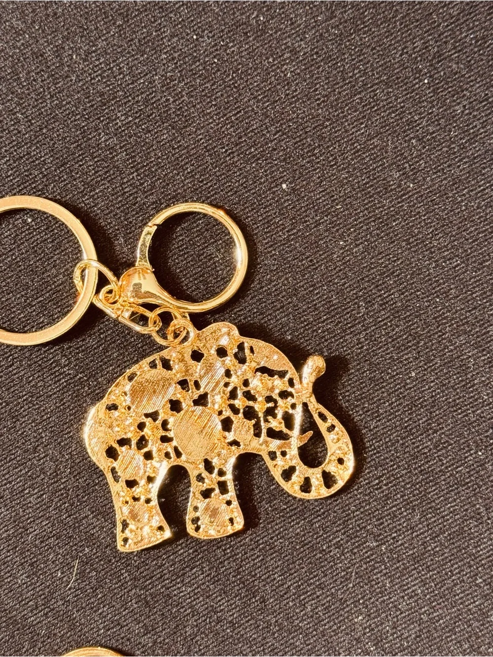 NWT Crystal Rhinestone Elephant Evil Eye Keychain Bag Charm Gold Tone White