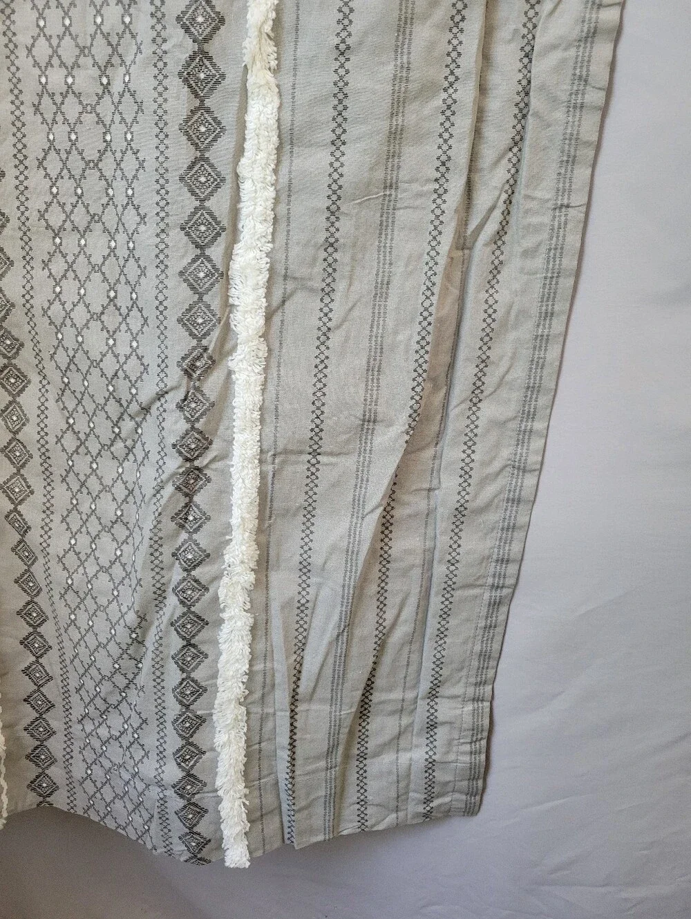 Ink + Ivy Imani Cotton Printed Single Curtain Panel Chenille Stripe Gray 50 x 95
