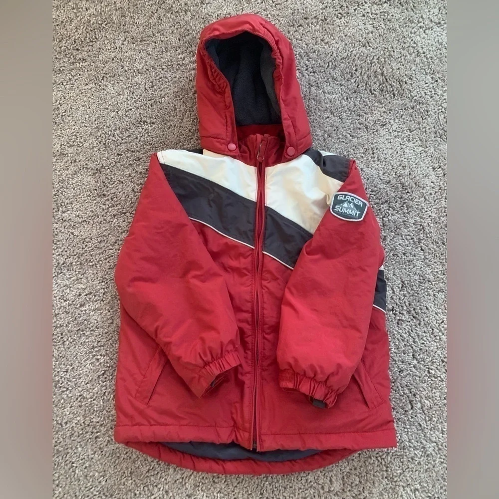 The Children Place Thermolite Ski Winter Jacket Coat Red White Black Colorblock