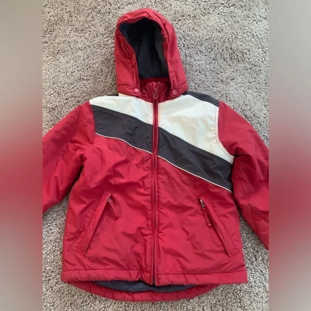 The Children Place Thermolite Ski Winter Jacket Coat Red White Black Colorblock