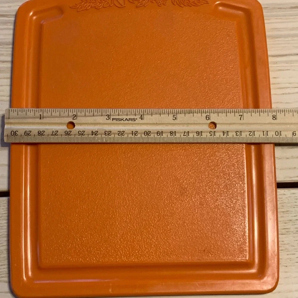 Vintage MCM Mushroom Orange Plastic Cutting Board Veggie Fruit Design Farm House