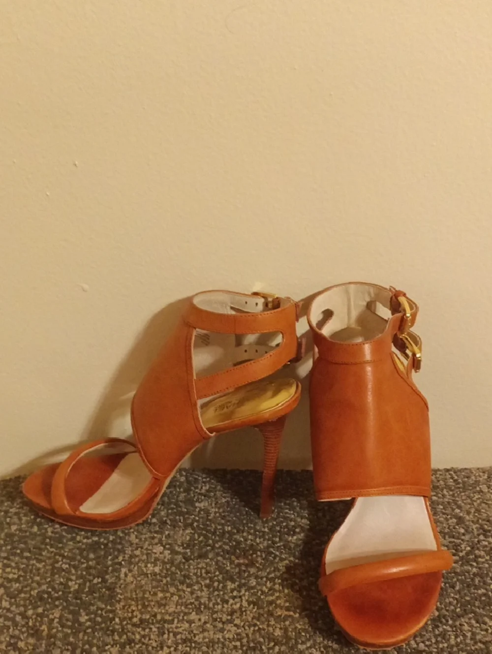 Michael Kors Women's Chestnut Tan Open-Toe High Heel Stilleto Sandals Size 8