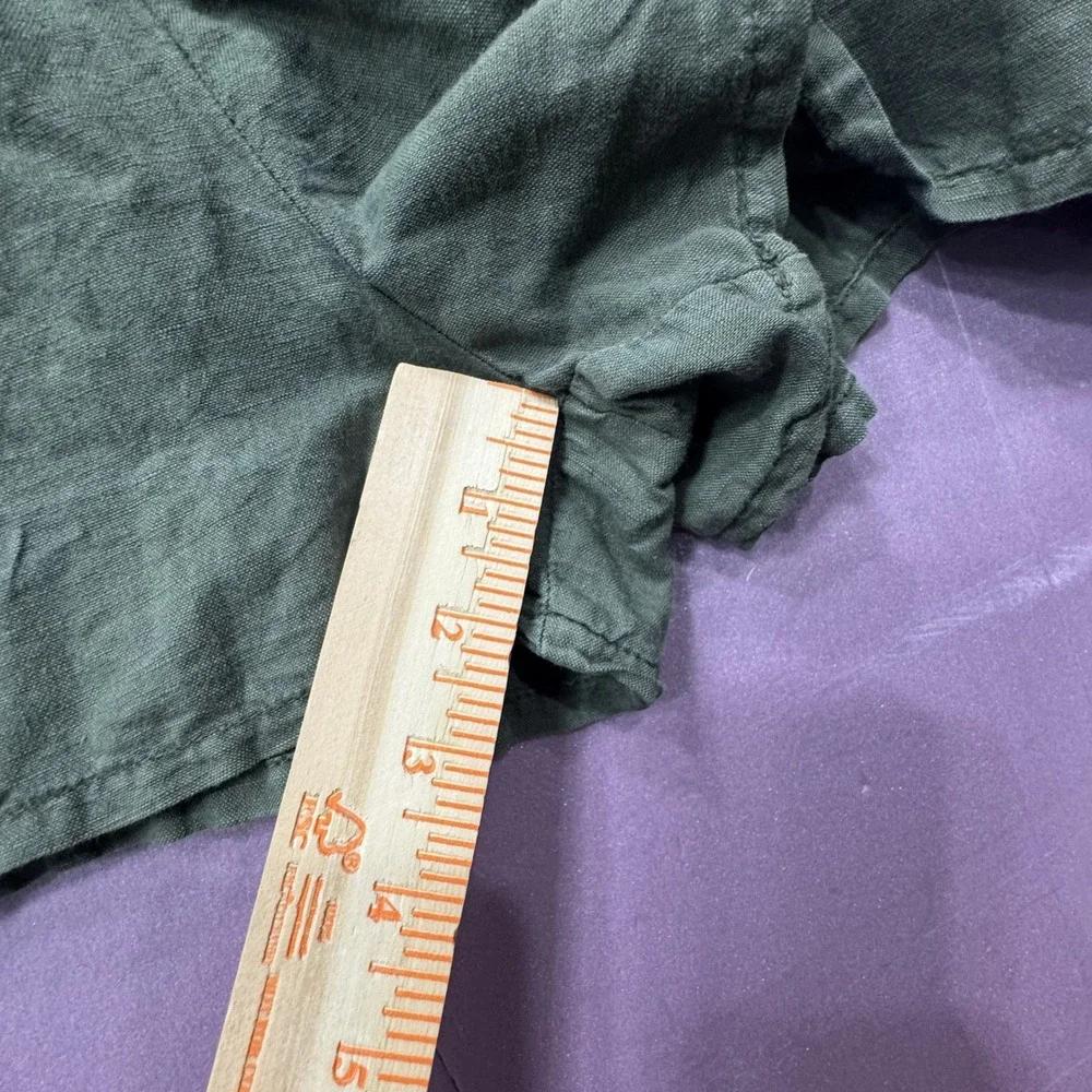 Zara‎ Romper Women XL Olive Green Button Front Utility Linen Blend Short