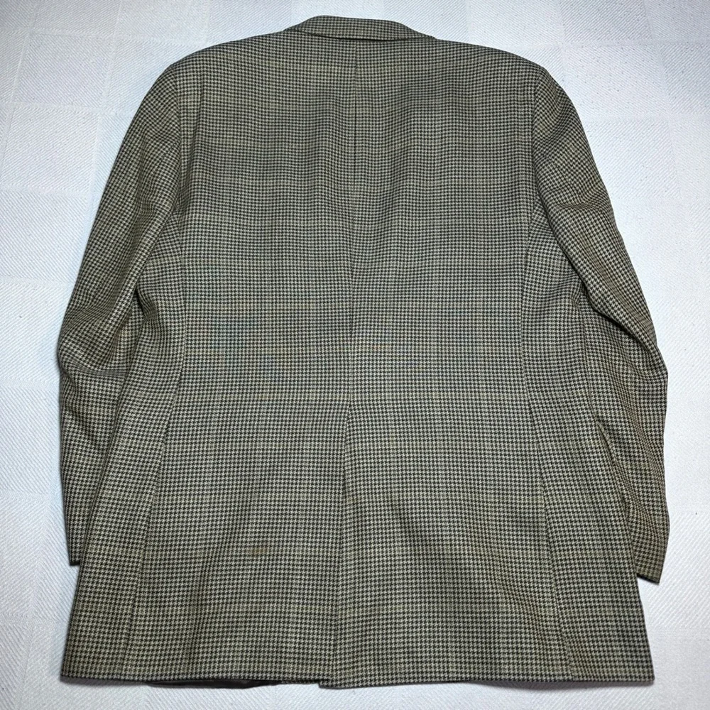 Jos A Bank Sport Coat Mens 42L Silk Wool Houndstooth Brown Two Button Blazer