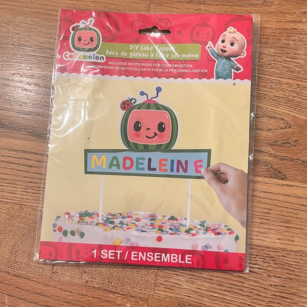 Cocomelon DIY Cake Topper Set with Letters and Stickers for Kids Birthday Party‎