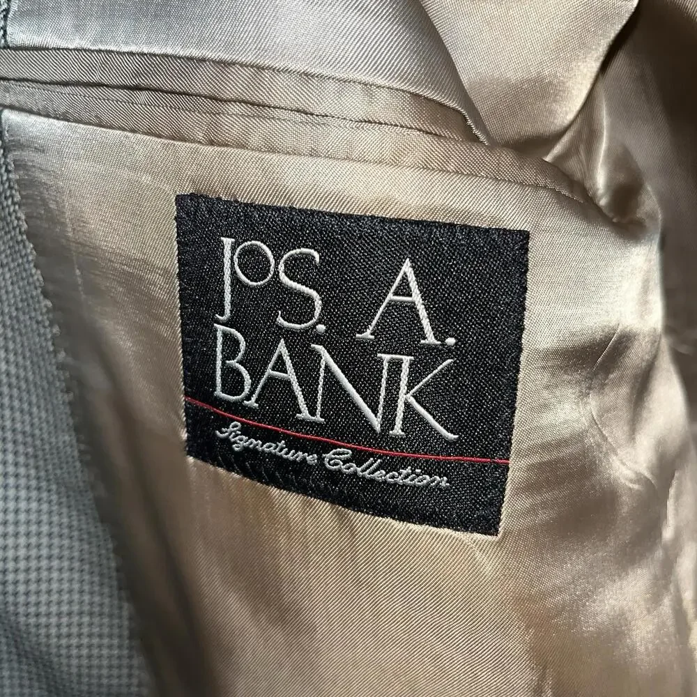 Jos A Bank Signature Collection Mens Blazer 46L Houndstooth Wool Sports‎ Jacket