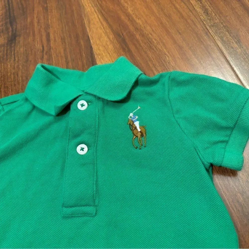 Ralph Lauren Kelly green collared polo romper