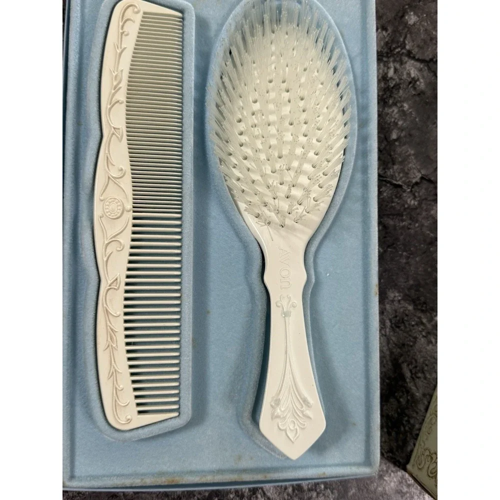Avon Past and Present Hair BRUSH and COMB SET Celluloid Vintage w/ Original Box