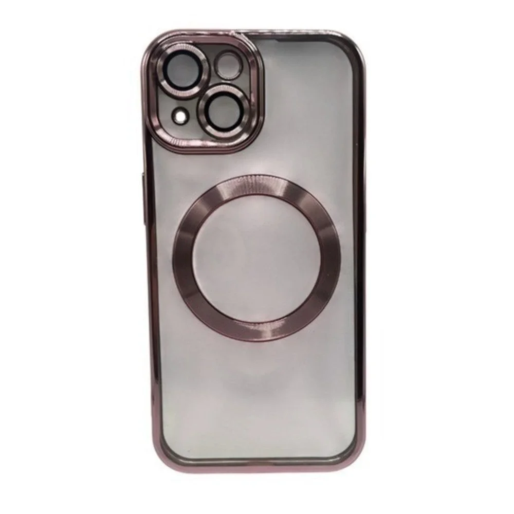 iPhone 15 Plus Clear‎ Protective Case Pink Metallic Trim NEW