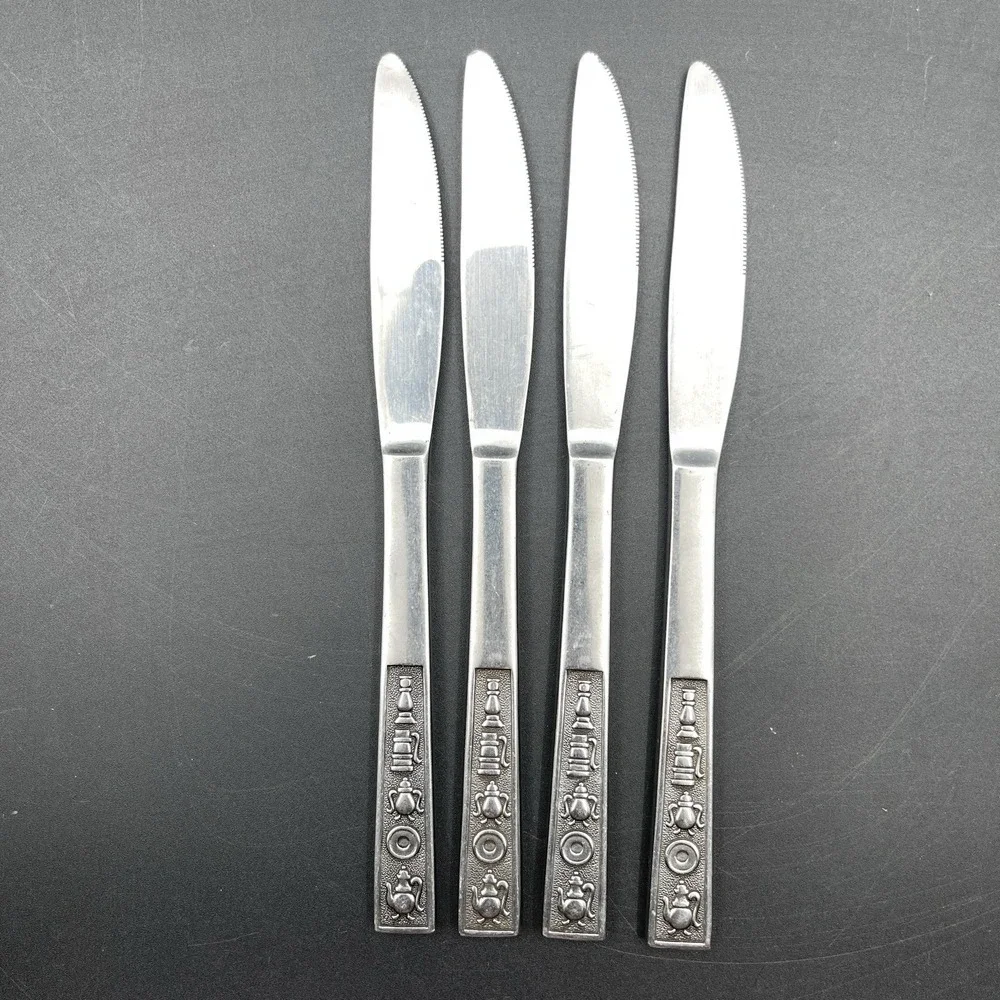 Rogers Century House Japan Stainless Dinner Knives Lot 4 Mid Century Flatware