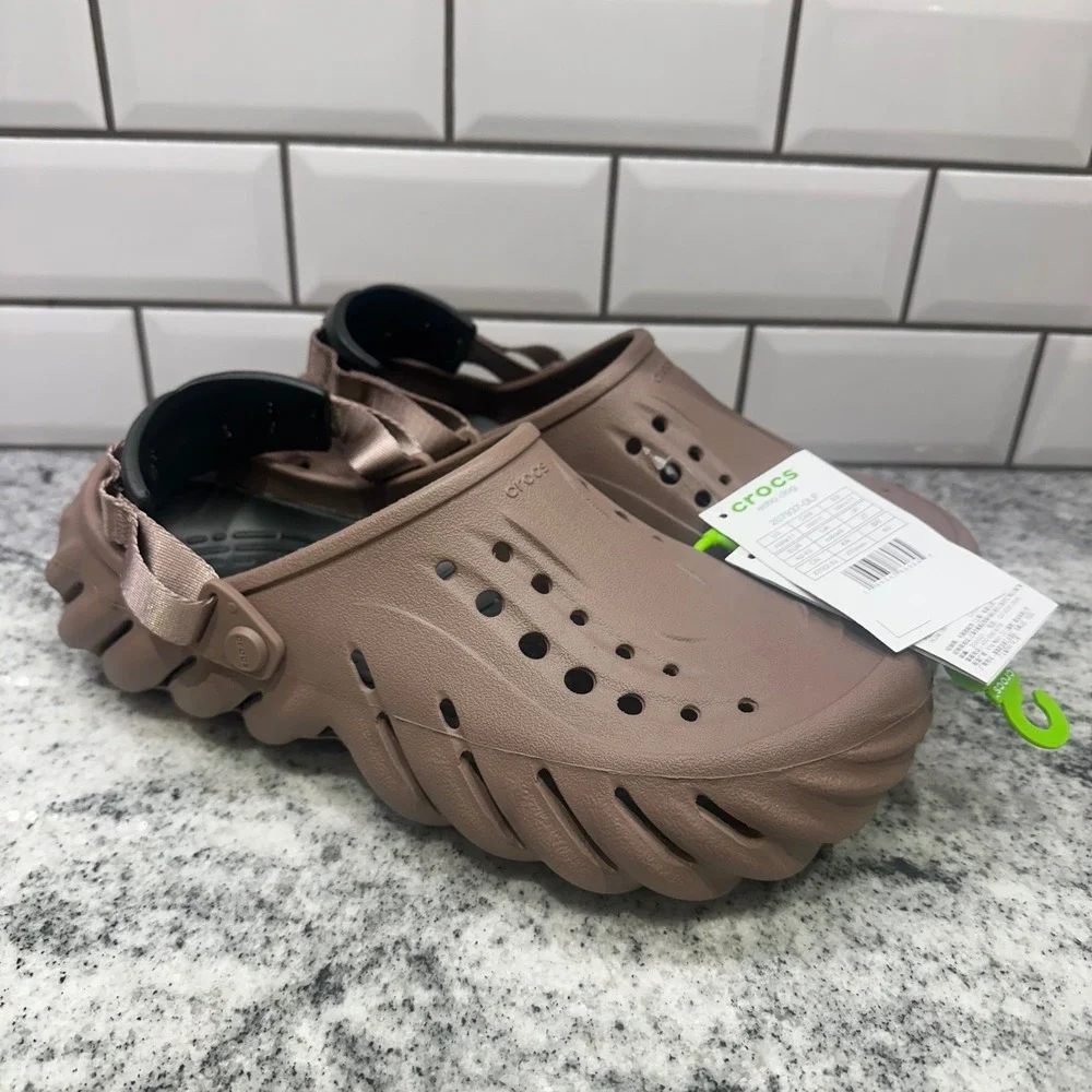 New Crocs Mens 9 Women 11 Echo Clog Espresso‎ Brown Sculpted Streetwear Gorpcore