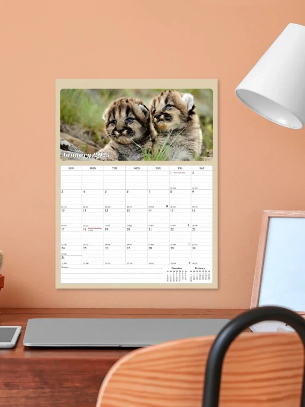 2027 Calendar Magnetic Peel & Stick 12 Months 8.5