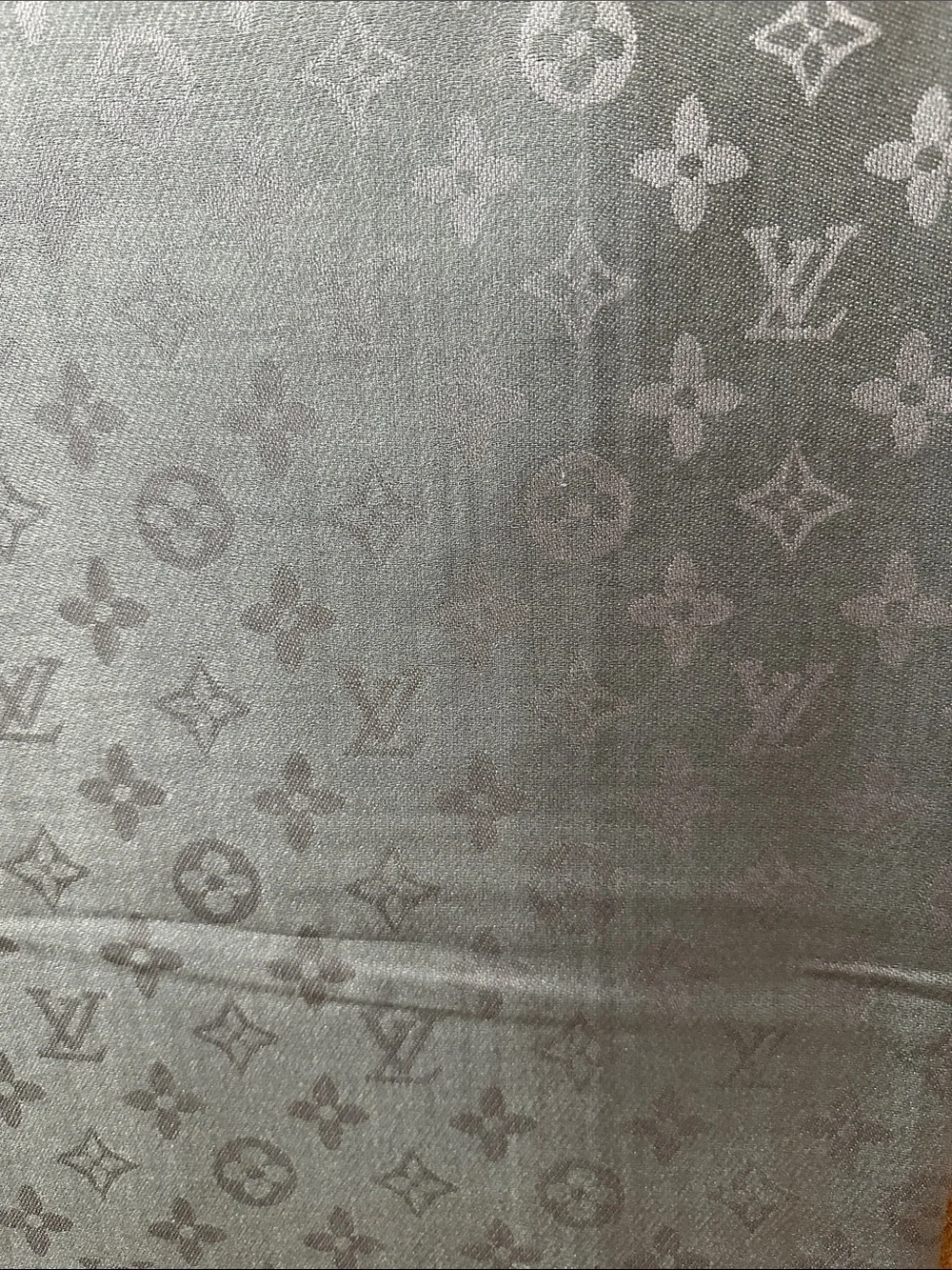 Women’s elegant silver -Grey Monogram Silk Scarf