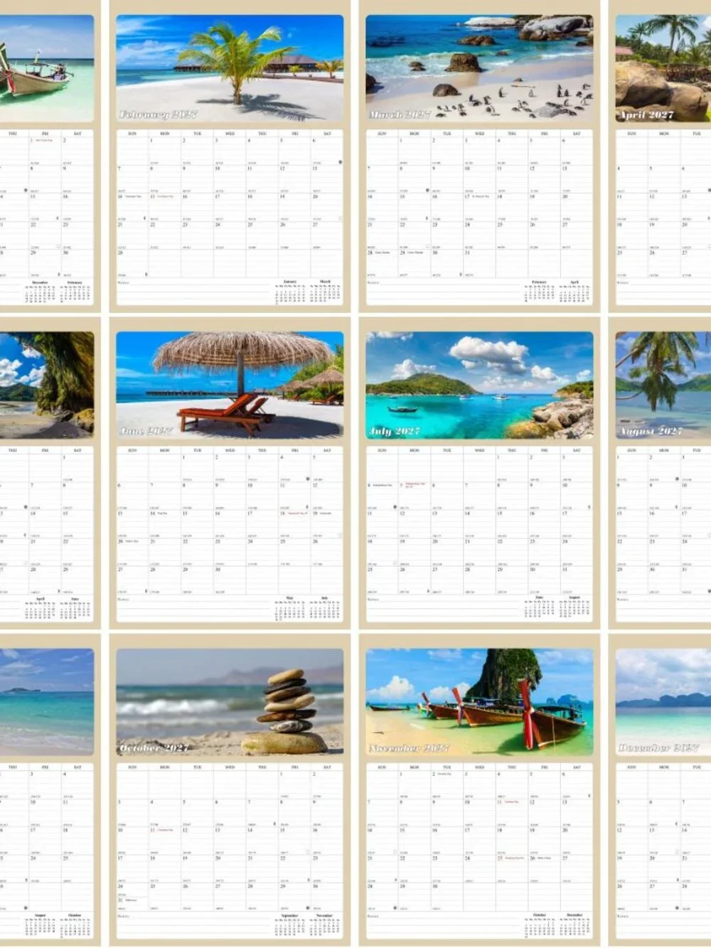 2027 Calendar Magnetic Peel & Stick 12 Months 8.5