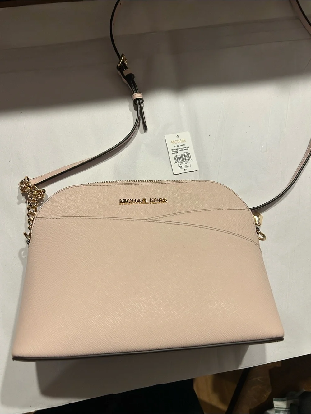 Michael Kors Pink Saffiano Crossbody with Gold Chain