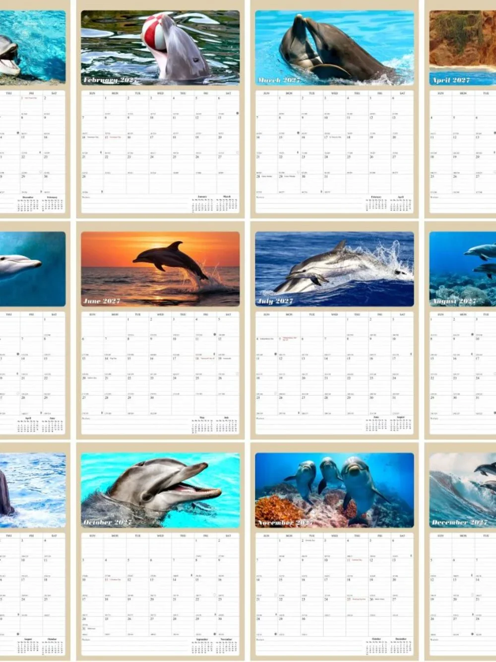 2027 Calendar Magnetic Peel & Stick 12 Months 8.5